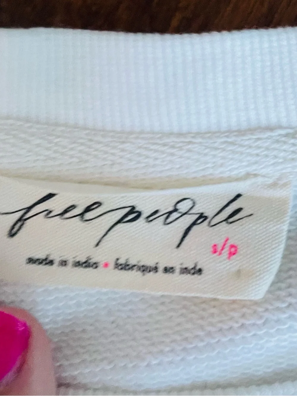Free People White Embroidered Crewneck Sweatshirt
